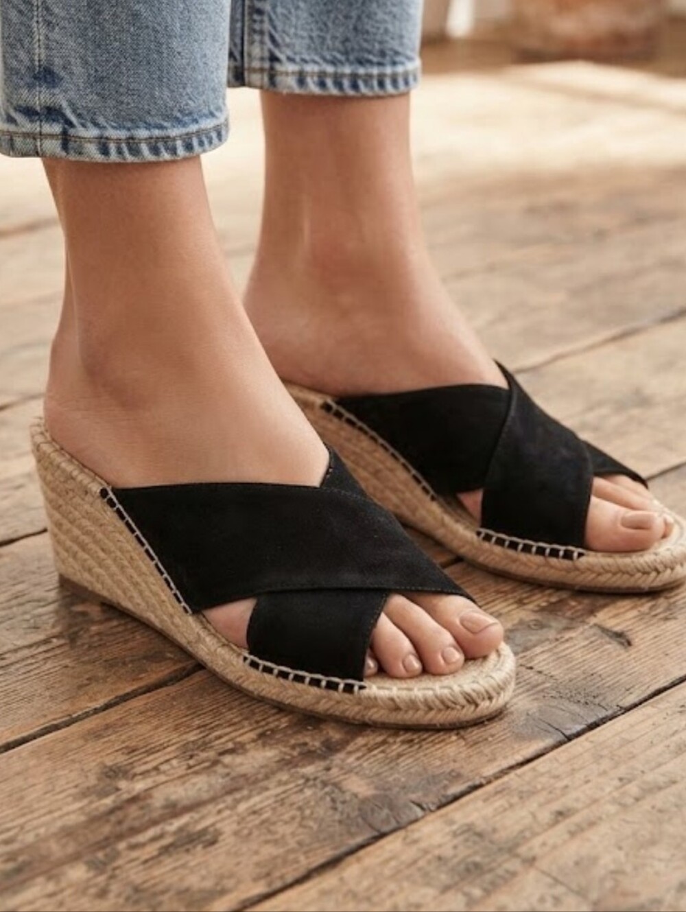 Banana Republic Women Crisscross Leather Espadrille Wedge Open Toe Sz 7.5M